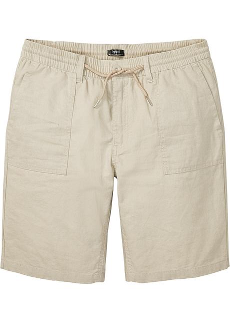 Leinen Mix-Bermuda, Regular Fit in beige von vorne - bpc bonprix collection