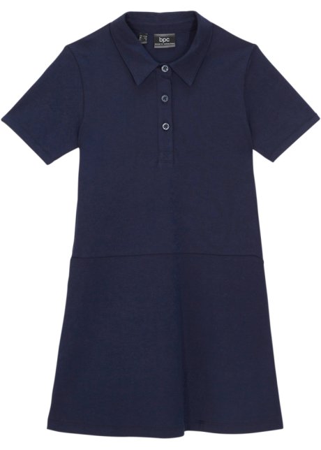 Mädchen Polo-Kleid in blau von vorne - bpc bonprix collection