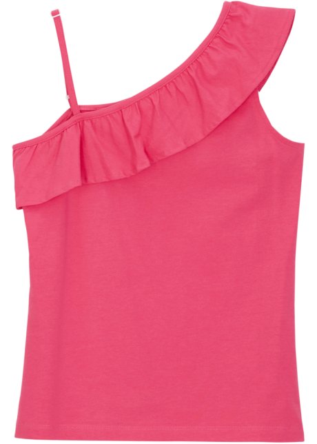 Mädchen Off-Shoulder-Shirt mit Volant in pink von vorne - bpc bonprix collection