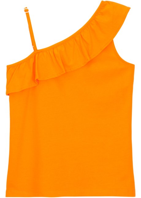 Mädchen Off-Shoulder-Shirt mit Volant in orange von vorne - bpc bonprix collection