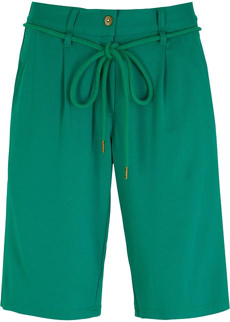 Sweat-Shorts mit Bindeband in grün von vorne - bpc bonprix collection