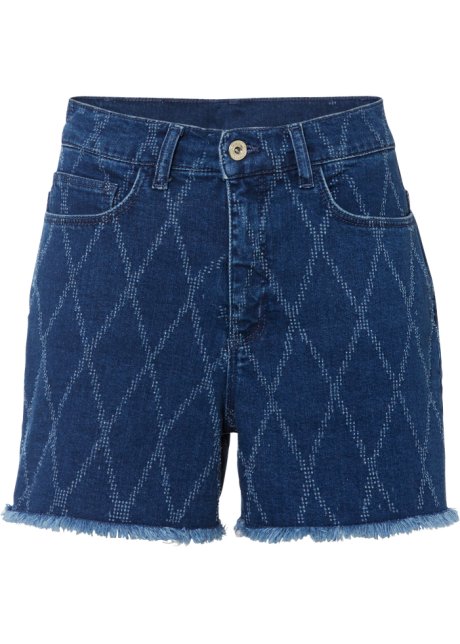Jeans-Shorts mit Destroy-Muster in blau von vorne - RAINBOW