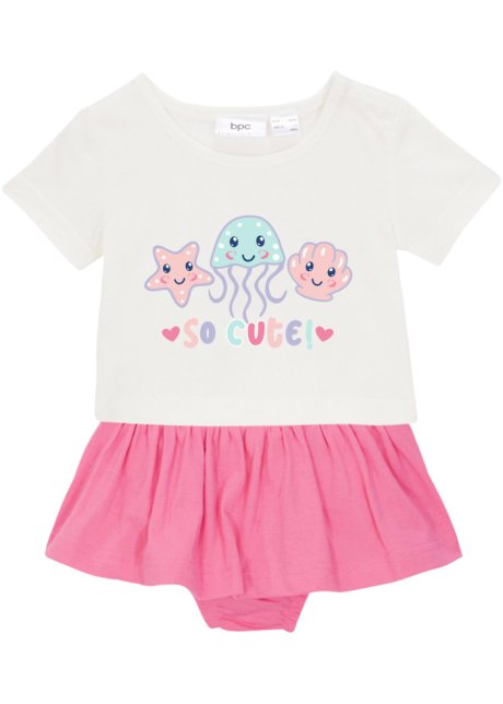Baby Shirt und Rockhöschen aus Bio-Baumwolle (2-tlg.Set)  (2-tlg. Set) in rosa von vorne - bpc bonprix collection