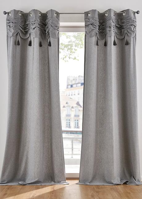 Vorhang mit gerafftem Dekor (1er Pack) in grau - bpc living bonprix collection