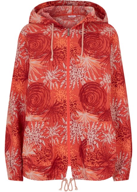 sommerliche Kapuzenjacke mit Leinen in rot von vorne - bpc bonprix collection