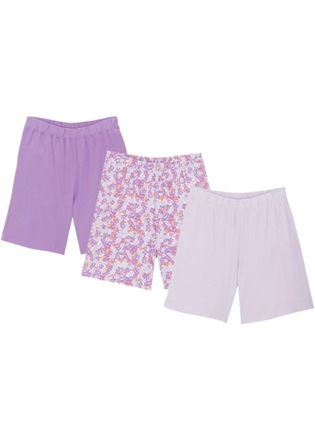 Mädchen Shorts mit Bio Baumwolle (3er-Pack) in lila von vorne - bpc bonprix collection