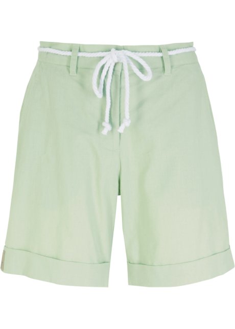 Shorts mit Leinen in grün von vorne - bpc bonprix collection