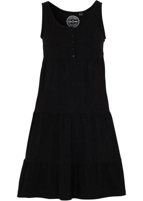 Baumwoll Jerseykleid, kurz in schwarz von vorne - John Baner JEANSWEAR