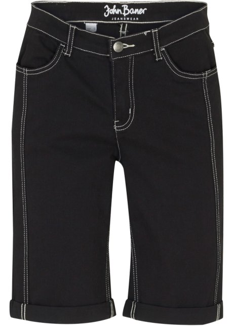 Jeans-Bermuda, Komfort Stretch in schwarz von vorne - John Baner JEANSWEAR