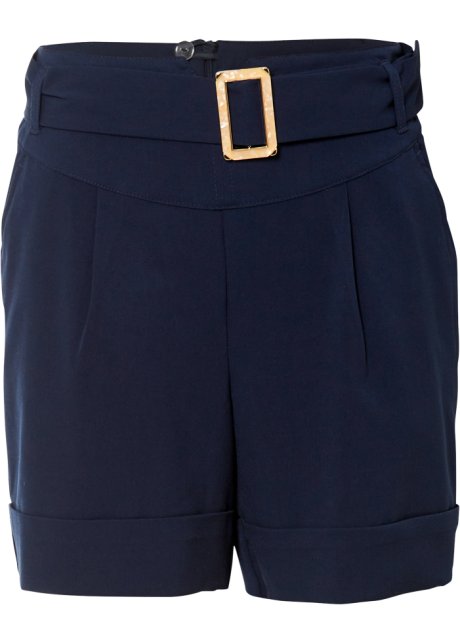 High-Waist-Shorts in blau von vorne - BODYFLIRT boutique
