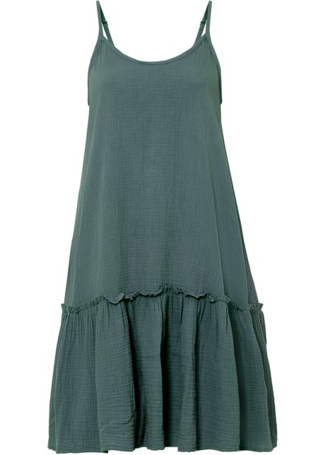 Musselin-Kleid in grün von vorne - RAINBOW