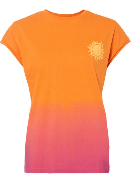 Shirt mit Tie Dye Druck in orange von vorne - RAINBOW