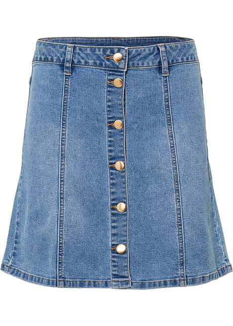 Jeansrock in blau von vorne - BODYFLIRT