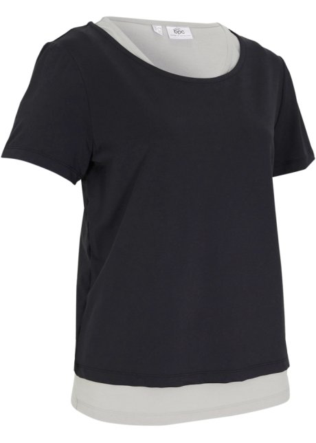 2 in 1 Sport-Shirt und Top in schwarz von vorne - bpc bonprix collection