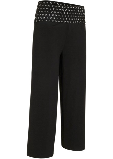 Shirt-Culotte mit Bequembund, wadenlang in schwarz von vorne - bpc bonprix collection