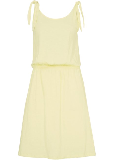Jersey-Kleid mit Knotendetails in gelb von vorne - bpc bonprix collection