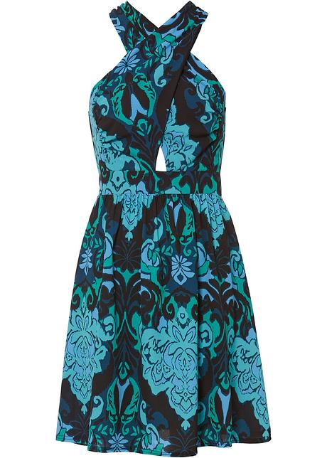 Kleid mit tiefem Ausschnitt  in schwarz von vorne - BODYFLIRT boutique