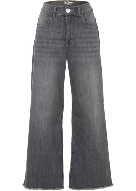 7/8-Komfort-Stretch-Jeans, Wide Fit in grau von vorne - John Baner JEANSWEAR