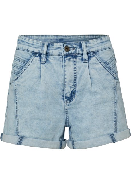Jeans-Shorts mit Ziernähten in blau von vorne - RAINBOW