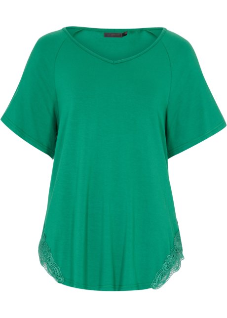 Cold-Shoulder-Shirt  in grün von vorne - bpc selection