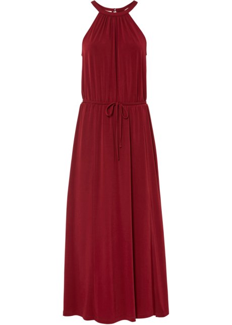 Maxi-Kleid mit Bindegurt in rot von vorne - RAINBOW