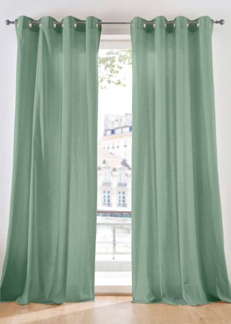Baumwoll Vorhang mit Leinenanteil (1er Pack) in grün - bpc living bonprix collection
