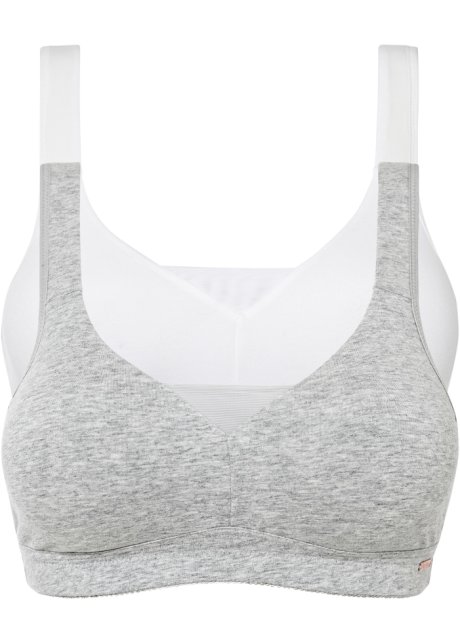 T-Shirt BH ohne Bügel mit Baumwolle (2er Pack) in weiß von vorne - bpc bonprix collection