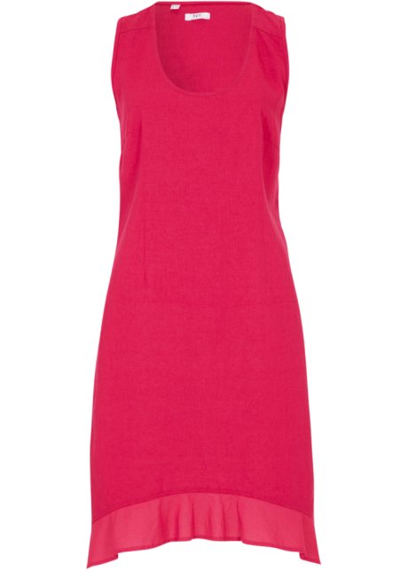 Kleid mit Leinen in pink von vorne - bpc bonprix collection