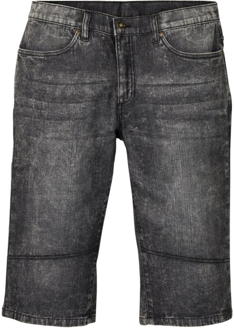 Stretch-Jeans-Long-Bermuda, Regular Fit in schwarz von vorne - RAINBOW
