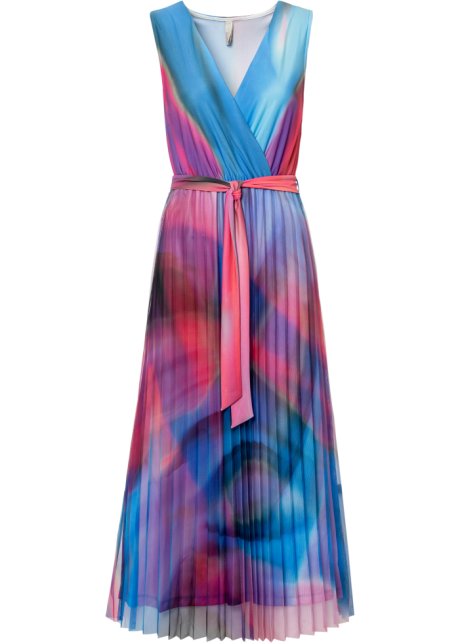 Farbiges Wickelkleid in blau von vorne - BODYFLIRT boutique