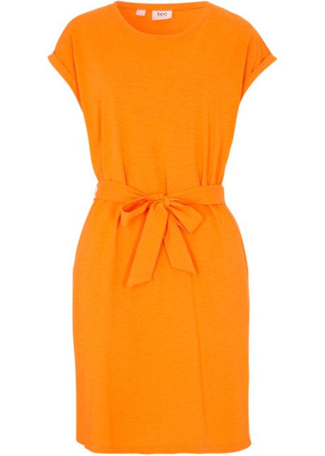 Shirtkleid mit Bindeband in orange von vorne - bpc bonprix collection