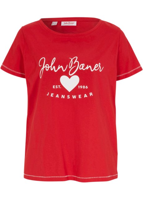 T-Shirt in rot von vorne - John Baner JEANSWEAR