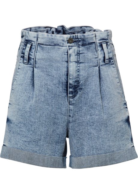Paperbag Jeans-Shorts in blau von vorne - RAINBOW