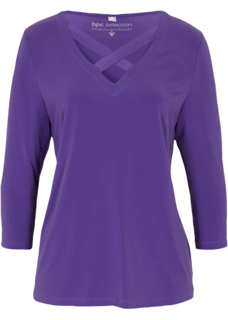 Shirt mit Cut-Out Detail in lila von vorne - bpc selection