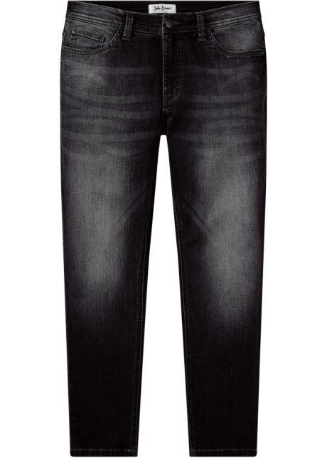 Regular Fit Stretch-Jeans, Tapered in grau von vorne - John Baner JEANSWEAR