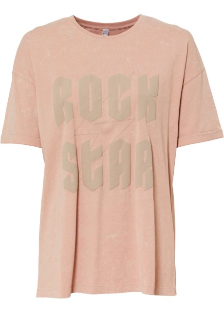 Oversize Shirt bedruckt aus Bio-Baumwolle in rosa von vorne - RAINBOW