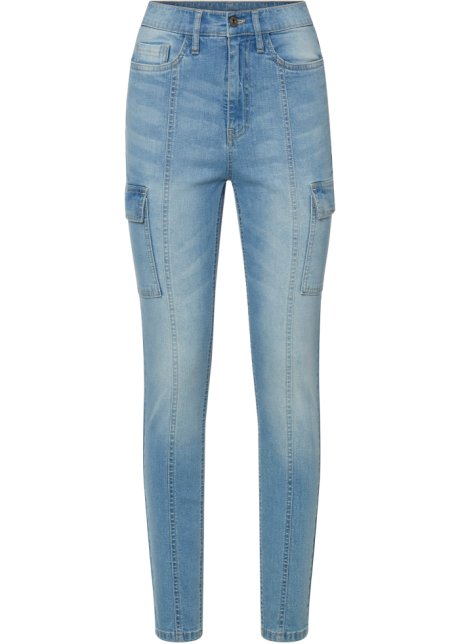 Skinny-Cargo-Jeans  in blau von vorne - RAINBOW