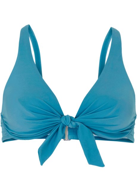 Bügel Bikini Oberteil aus recyceltem Polyamid in blau von vorne - bpc bonprix collection