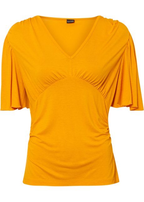 Shirt aus nachhaltiger Viskose in orange von vorne - BODYFLIRT