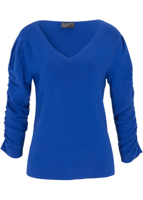 Pullover mit Raffung in blau von vorne - bpc selection