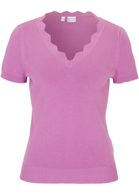 Kurzarm Pullover in lila von vorne - bpc selection