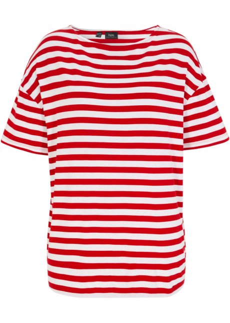 Gestreiftes Oversize-Shirt  in rot von vorne - bpc bonprix collection