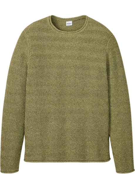 Pullover mit recycelter Baumwolle in grün von vorne - John Baner JEANSWEAR