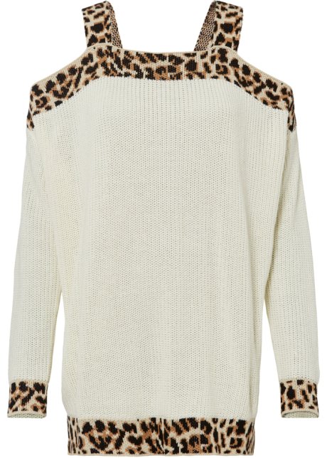 Oversize-Pullover mit Cut-Outs  in beige von vorne - BODYFLIRT boutique