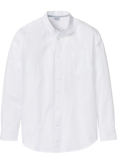Essential Oxford-Langarmhemd in weiß von vorne - bpc bonprix collection
