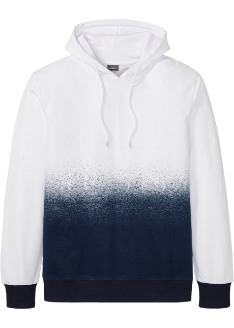 Kapuzensweatshirt mit recyceltem Polyester, Farbverlauf in weiß von vorne - RAINBOW