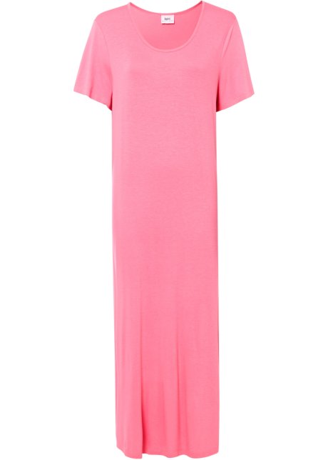 Bequem geschnittenes Shirt-Kleid mit Schlitz in Midi-Länge in rosa von vorne - bpc bonprix collection