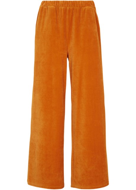 High-Waist-Hose aus Jersey- Cord, lang in orange von vorne - bpc bonprix collection