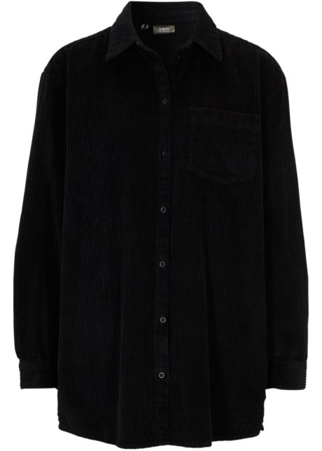 Cord-Hemd aus Baumwolle in schwarz von vorne - bpc bonprix collection