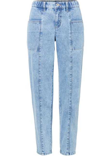 Barrel Jeans aus reiner Baumwolle in blau von vorne - RAINBOW